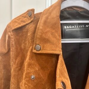 Genuine leather motto jacket- brown